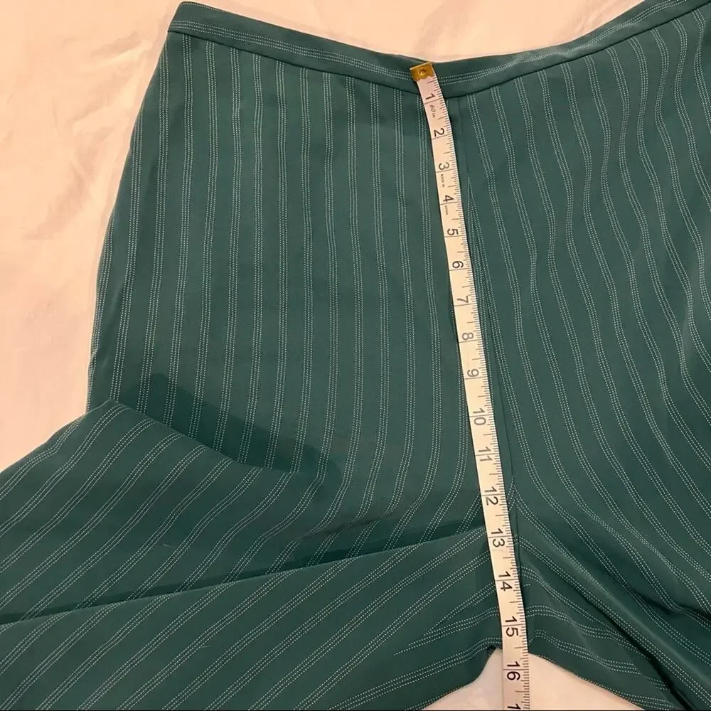 Leith Wide Leg Pinstripe Work Pants High Rise Green size XL
